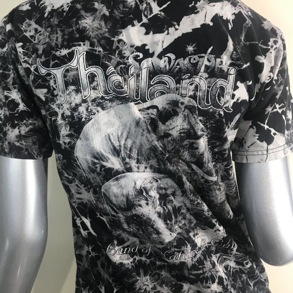 Thailand Women's Medium Elephant Print Tie Dye Crew Neck T Shirt "Land of Nature - Picture 9 of 13